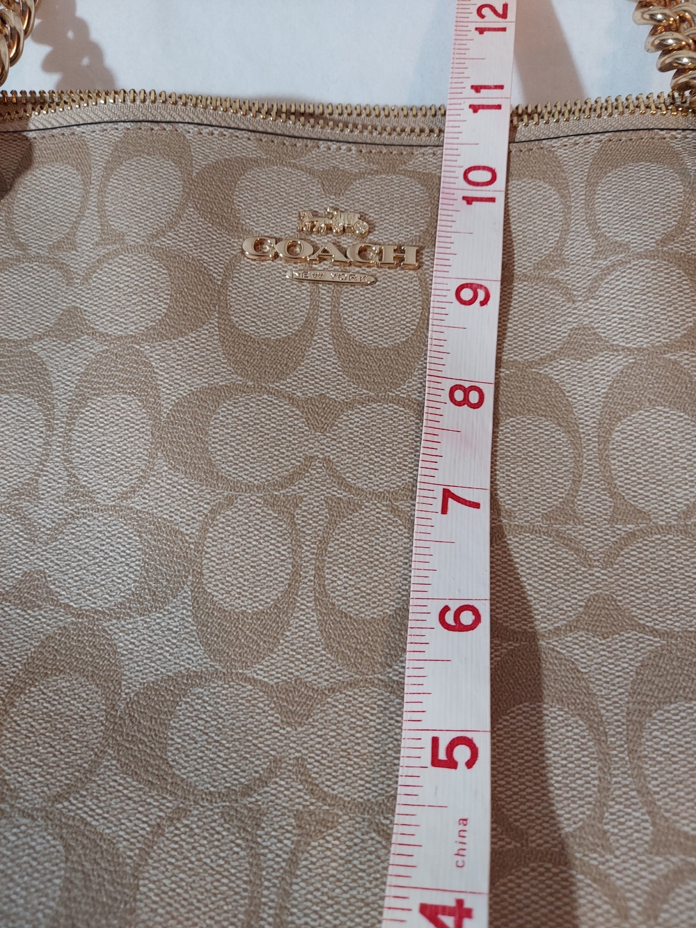 Coach Signature Ava Chain Tote & Matching Zip Wallet Set - Khaki/Chalk - Picture 11 of 14